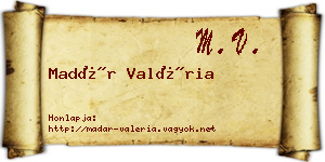 Madár Valéria névjegykártya